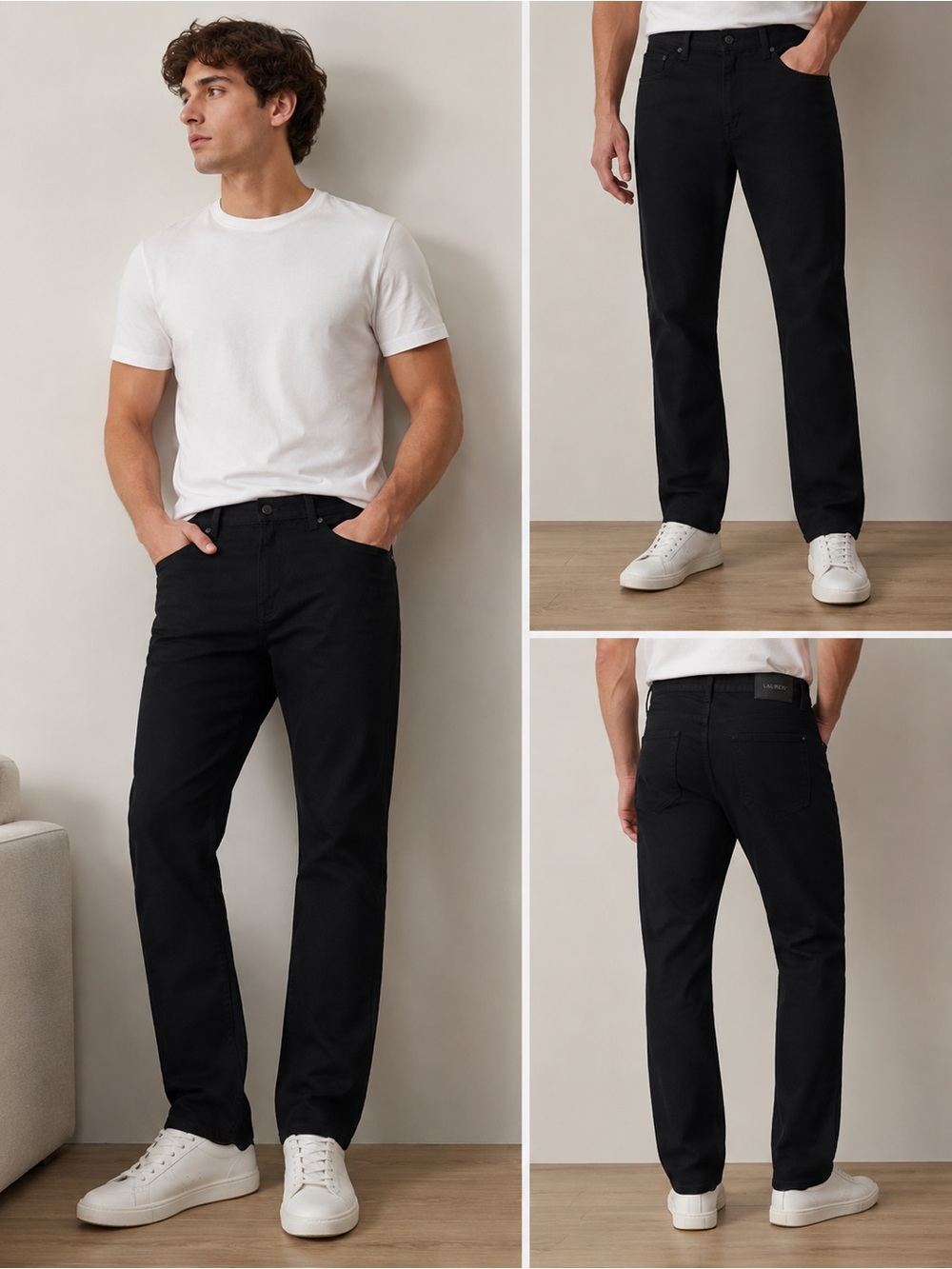 7 For All Mankind Men's Black Straight Jeans